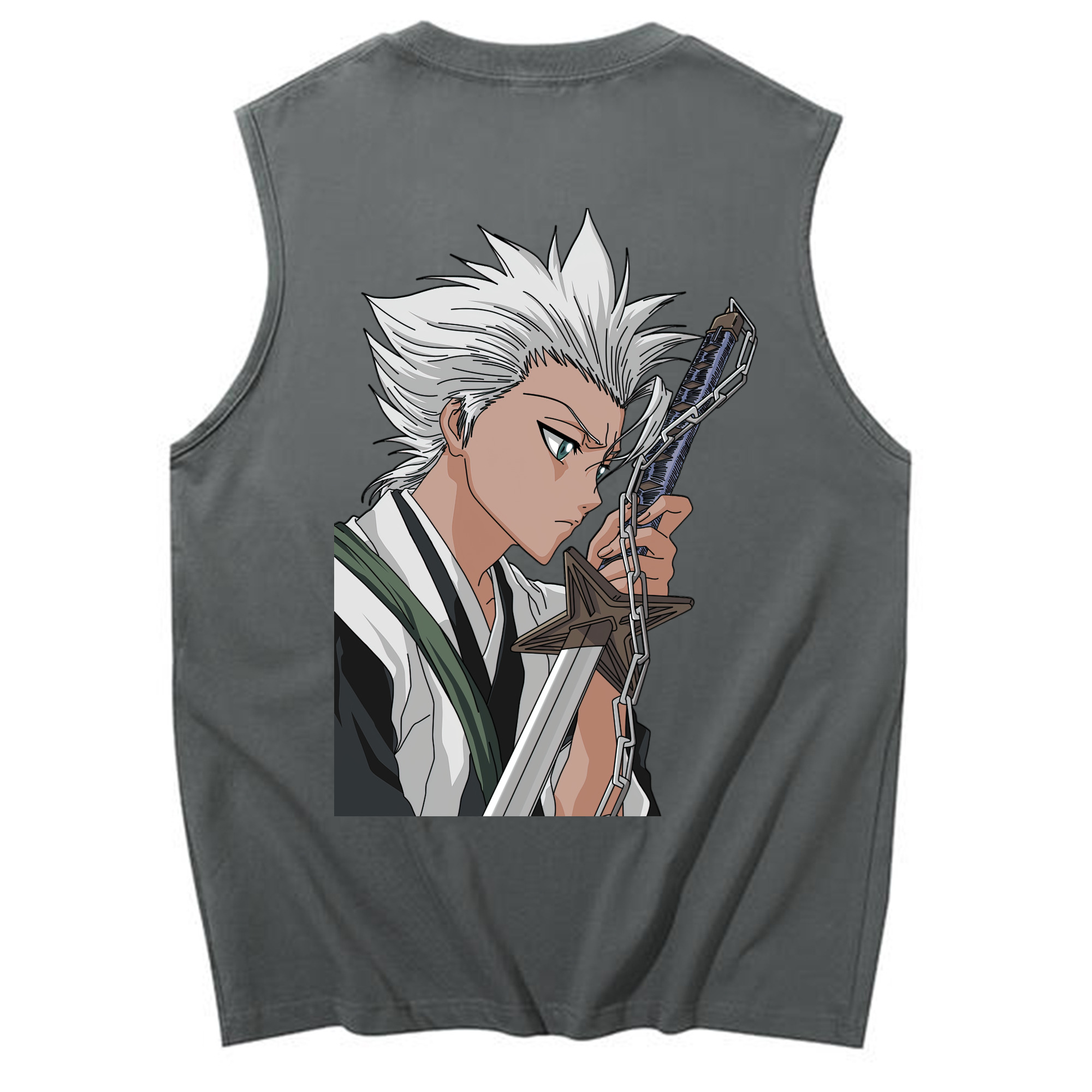 （画像用） ブリーチ 日番谷冬獅郎（ひつがや とうしろう） BLEACH Hitsugaya Toushirou コットン100％タンクトップ（背面プリント）